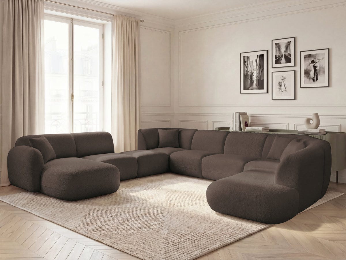 BOBOCHIC Canapé panoramique fixe modulable ANDA avec 3 chauffeuses, 1 ...