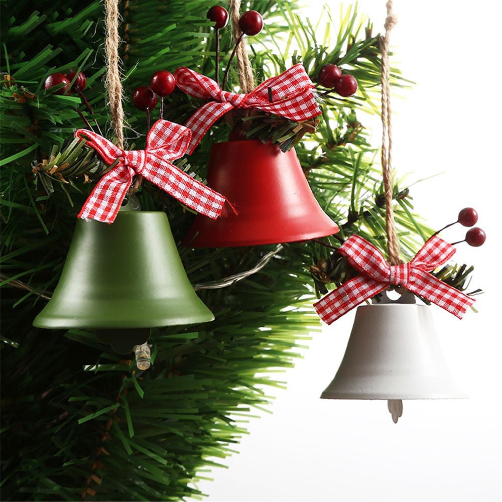 Cloche de noël pendentif rouge blanc vert, 3 pièces, cloches suspendues pour arbre de noël, décorations d'ambiance de noël - 5