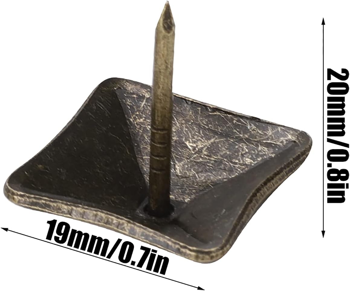 50 (19x19x20mm) clous de tapissier, clous décoratifs en laiton, clous de tapissier vintage pour meubles, canapés, fauteuils, lits et chaises - 2