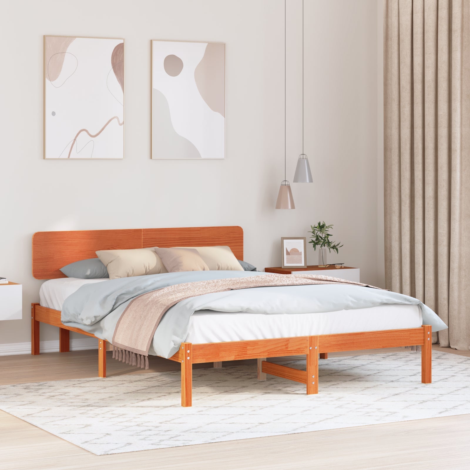 Ramka łóżka Woskowy Brąz 150 x 200 cm Lite drewno sosnowe vidaXL