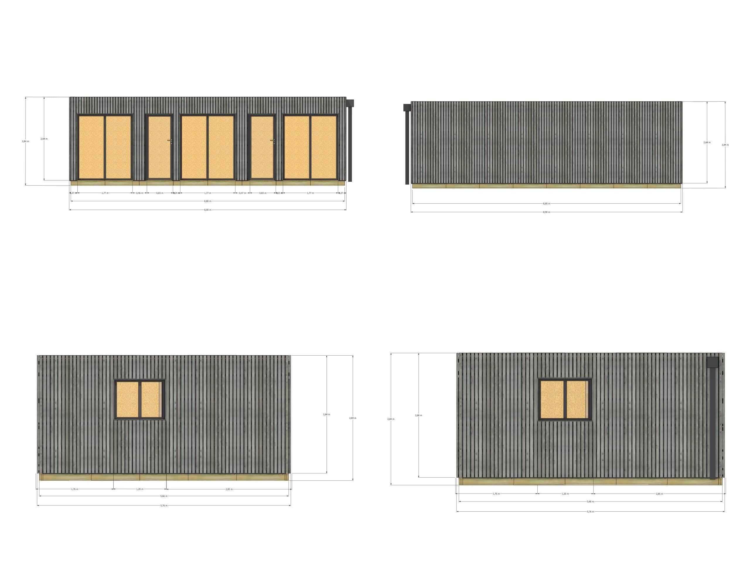 Extension maison en bois en bois 8,8 x 5,7 x 2,7 m avec plancher isolé / menuiseries alu k-line - 4
