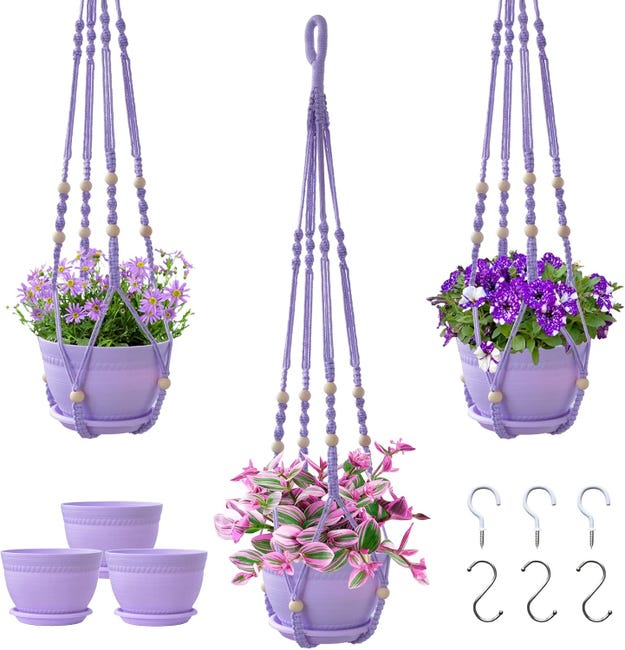 Cesto da appendere per piante verdi da giardinaggio Appendiabi in corda di cotone Vaso da fiori fatto a mano in macramè Tasca da parete Boho Cortile Decorazioni per la casa Cesto da appendere per piante verdi da giardinaggio Appendiabi in corda di cotone Vaso da fiori fatto a mano in macramè Tasca da parete Boho Cortile Decorazioni per la casa