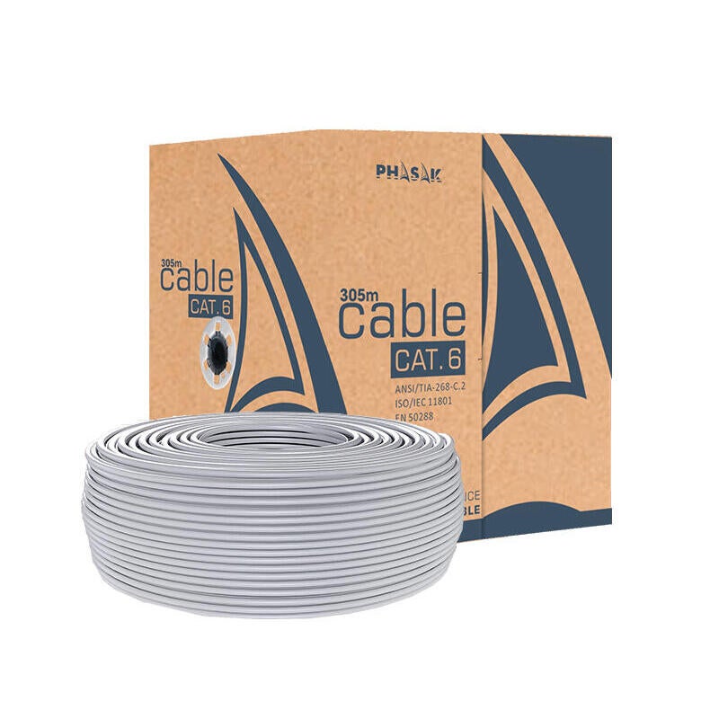 Enrouleur de c ble RJ45 UTP phasak phr 6301 cat.6 305m gris | Leroy Merlin