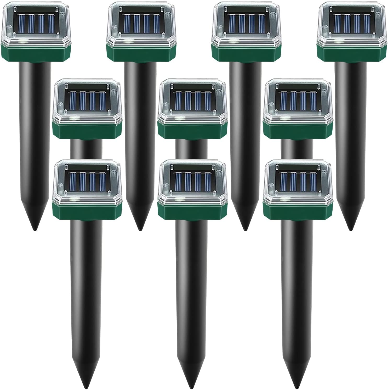 10 Pack Solar Powered Ultrasonic Mouse Repellent, Waterproof Sonic ...