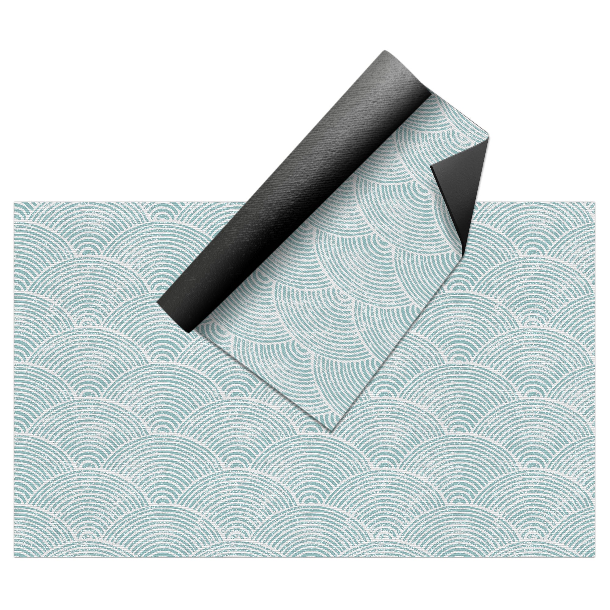Tapis PVC Intérieur/Extérieur Vagues Japonaises Turquoise 200x300 cm - Vinyle imprimé antidérapant, lavable et résistant pour terrasse et maison. - 2