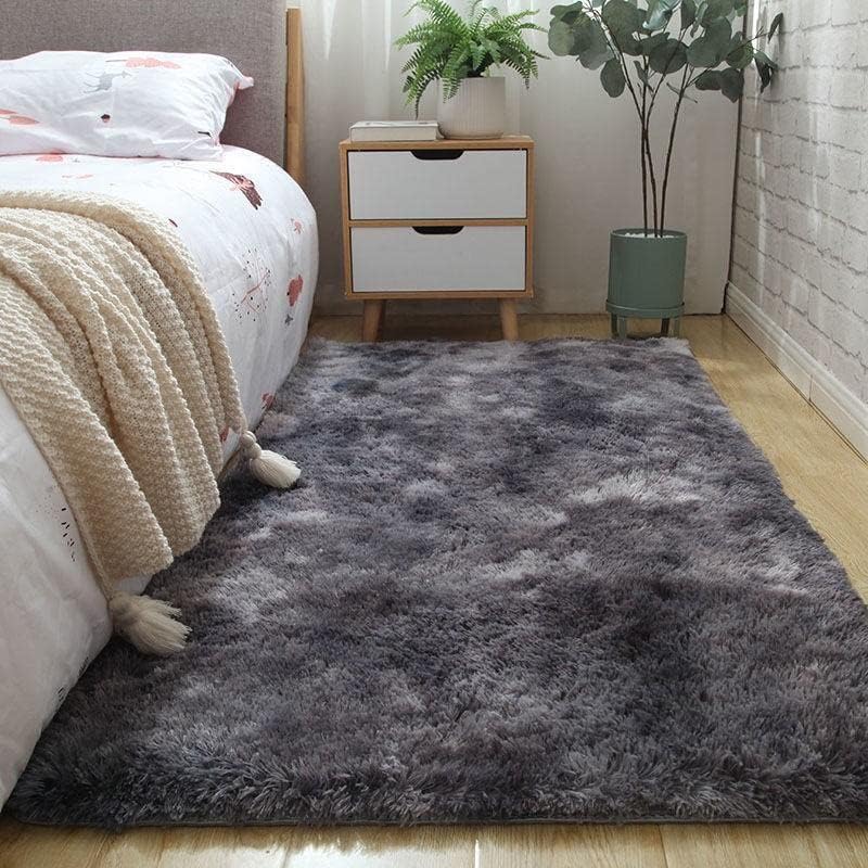 Tapis moelleux en peluche, tapis en peluche soyeux, tapis d'intérieur moelleux, tapis de jeu moderne antidérapant (Gris Foncé, 120 x 160 cm) - 4