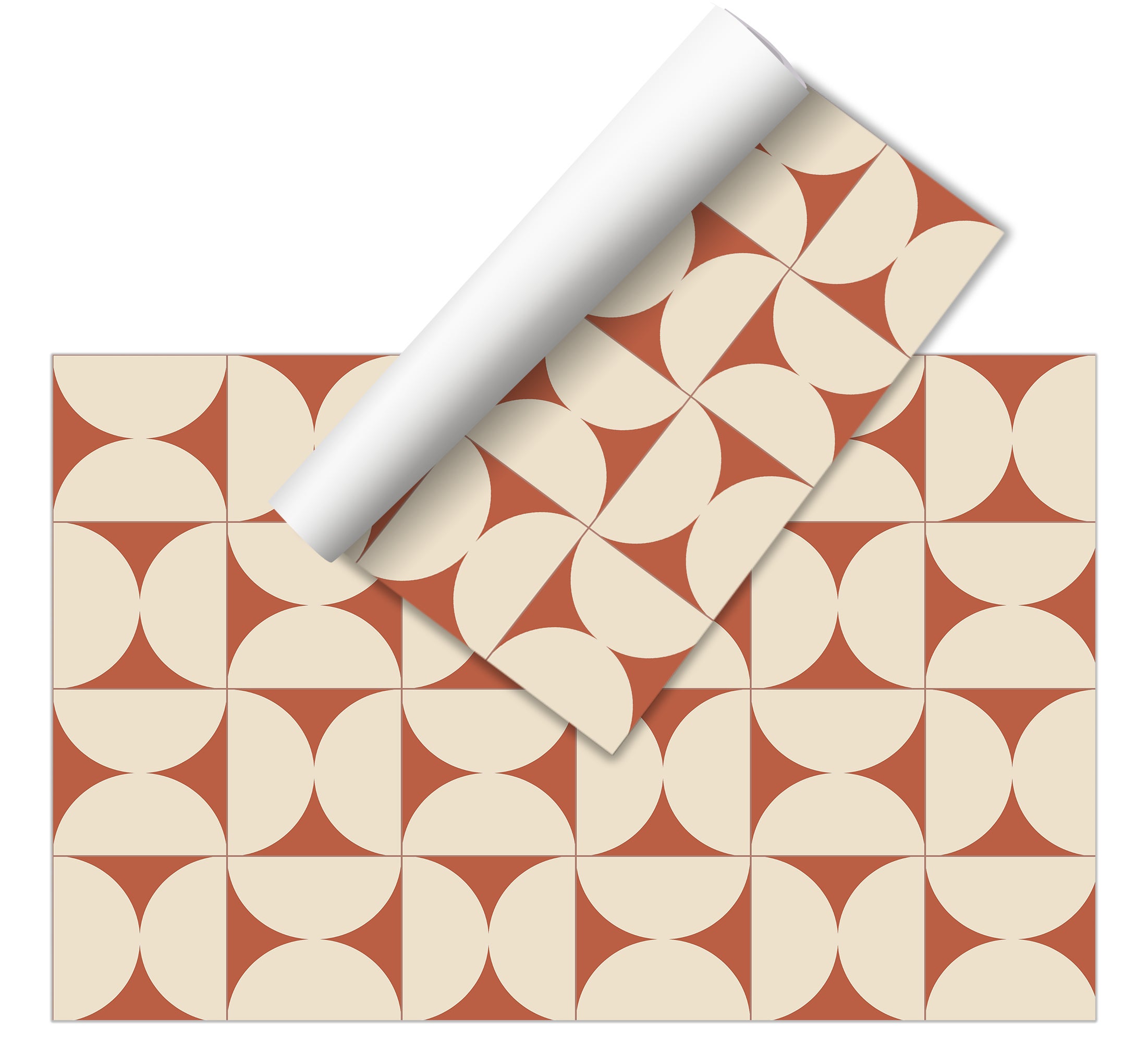 Tapis antidérapant en vinyle Retro terracota 50x140 cm - PVC imprimé, lavable, ignifuge, pour le salon et la cuisine - 2