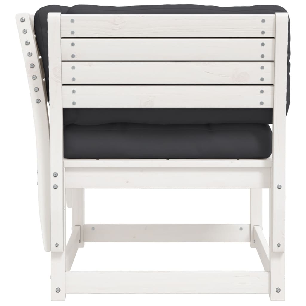 Canapé de jardin，Canapé d'extérieur，Banquette，Sofa de jardin accoudoir avec coussins blanc bois massif pin CFW11134 - 6