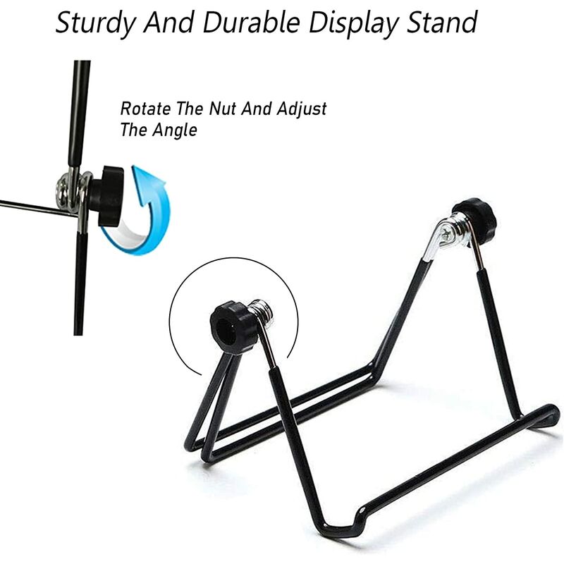 2 pcs Support Cadre Photo, Porte Assiette Decorative, Support Assiette a Poser, Réglable Pliable Petit Chevalet Assiette Noir - 2