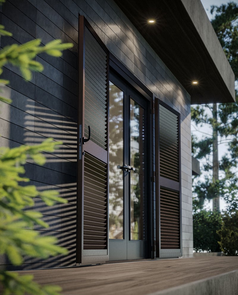 VOLET 4 PORTES GALVANISÉ COULEUR VERTE 240X220 CADRE OUVERTURE DROITE TYPE A - 2