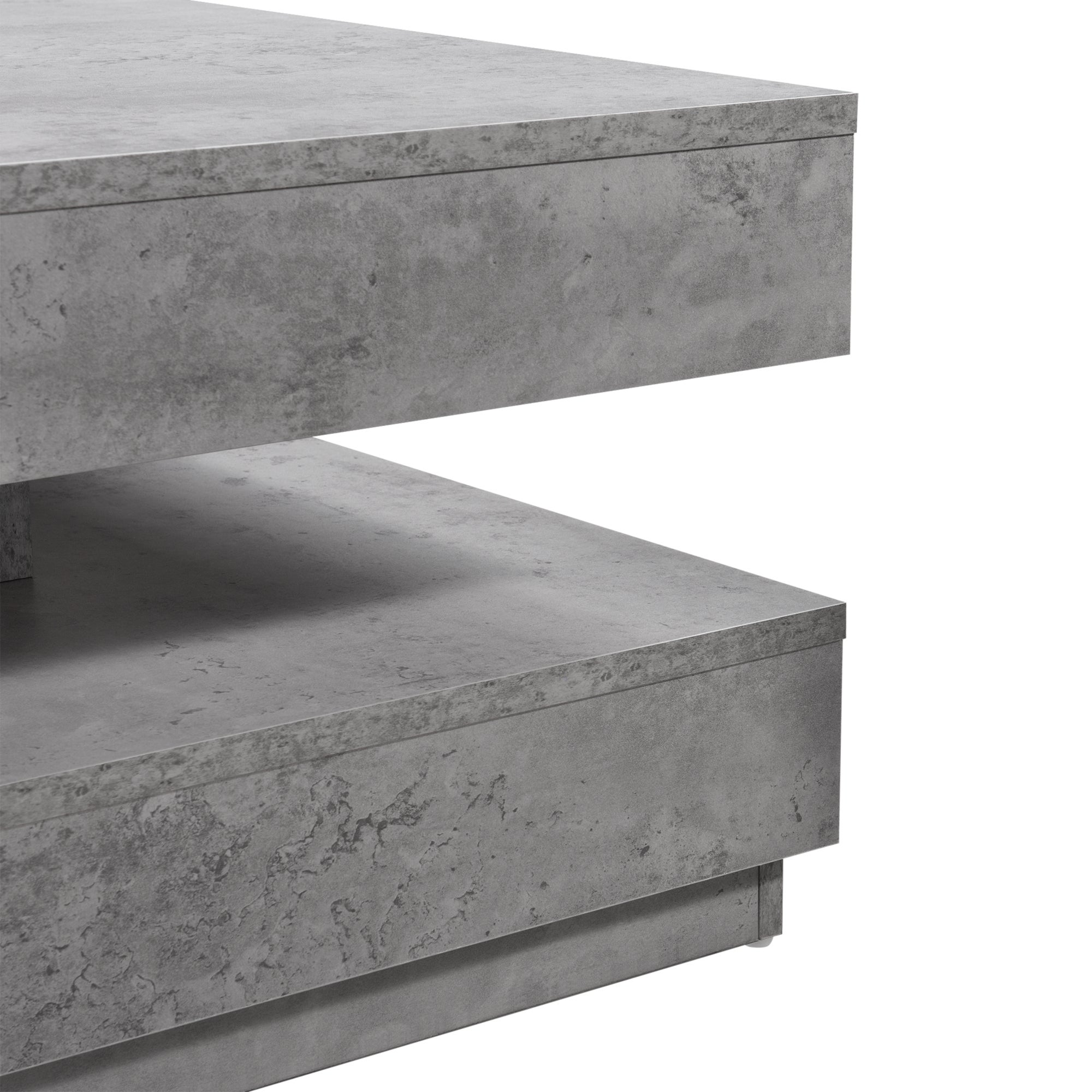 Table Basse avec Plateau Tournant Florenz Effet Béton [en.casa] - 5