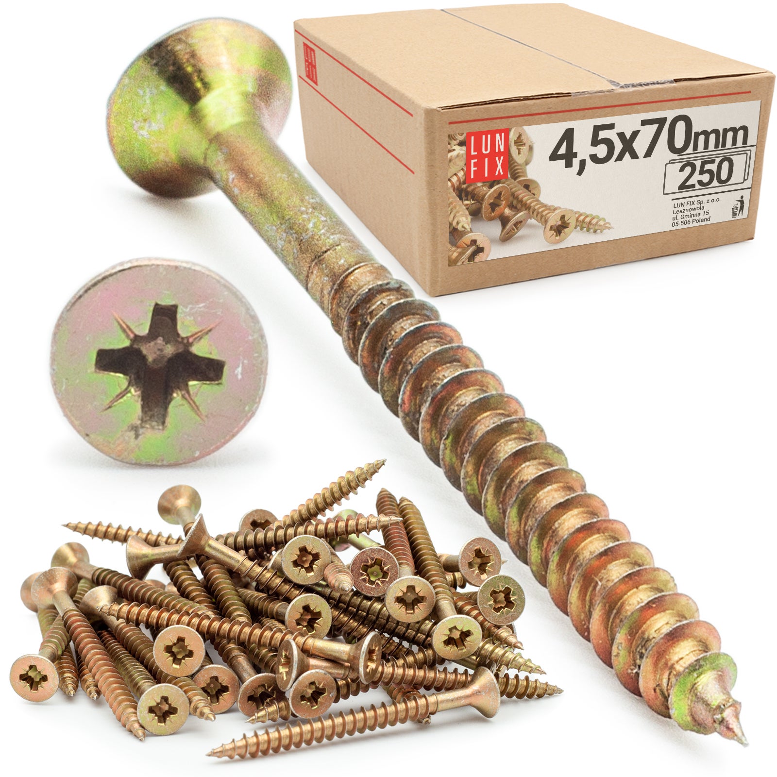 Wkręty do drewna uniwersalne 4,5x70mm 250szt.