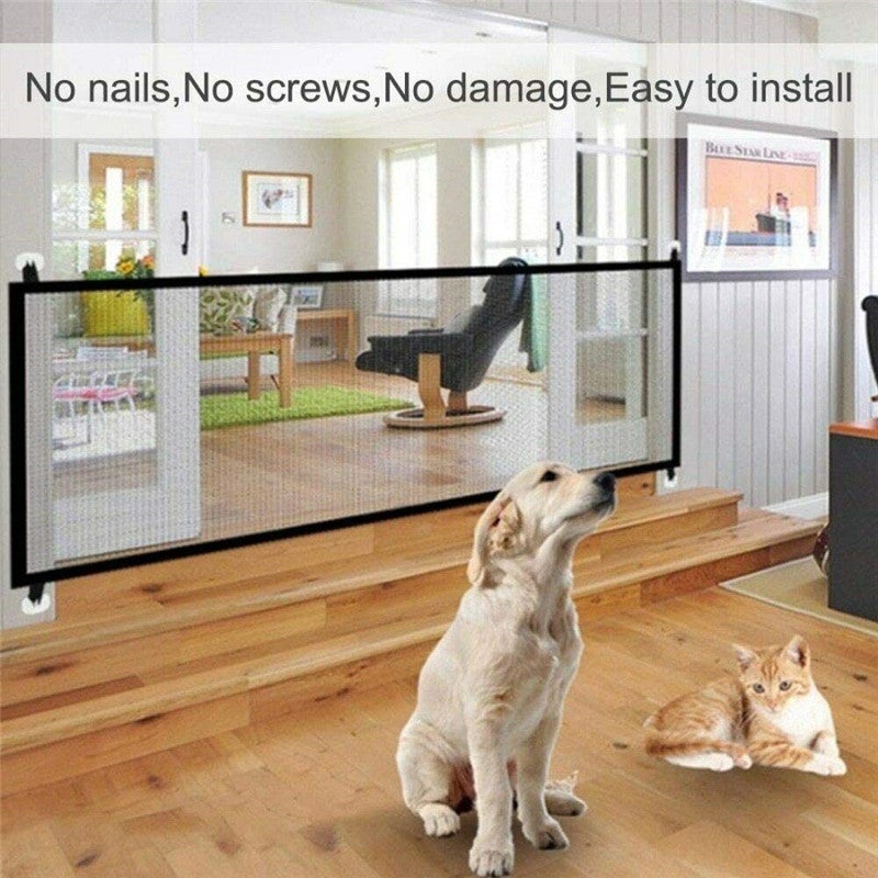 (Noir, 72*180 cm) Filet d'isolation pliable pour animaux de compagnie, clôture de sécurité pour chat et chien, pas besoin de percer des trous - 3