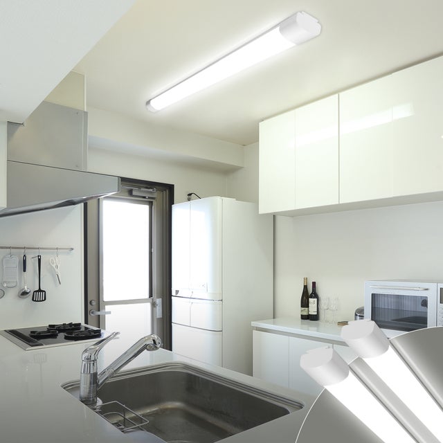 LOVHAUS Lotto da 2 Plafoniera LED Garage Impermeabile IP65 L.120cm 110lm/W 4000K, Plafoniera LED PC Bianca Per Cantina Ufficio Magazzino