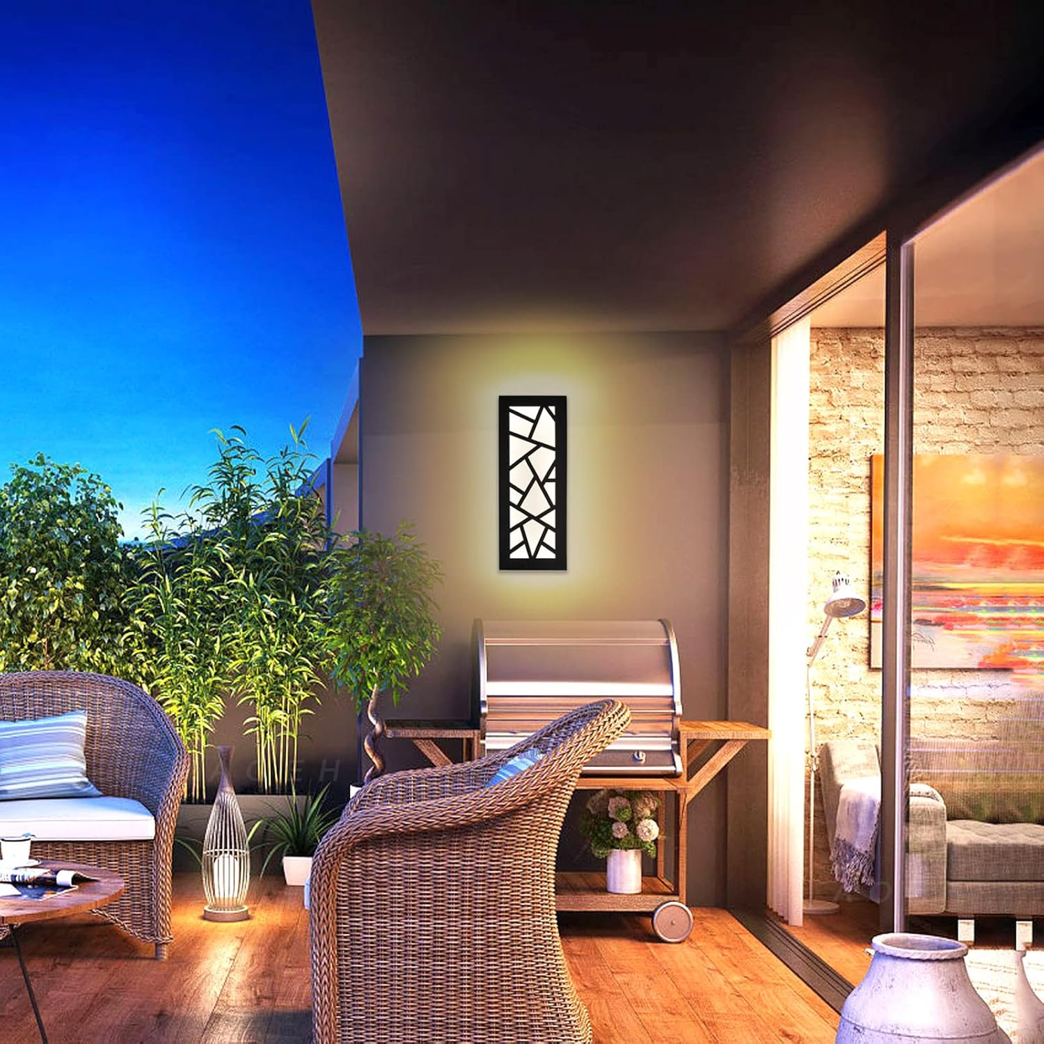 Czarny, długi kinkiet zewnętrzny LED, nowoczesne oświetlenie ogrodowe zewnętrzne 12 W, wodoodporny IP65, 3 000 K, długość 30 cm