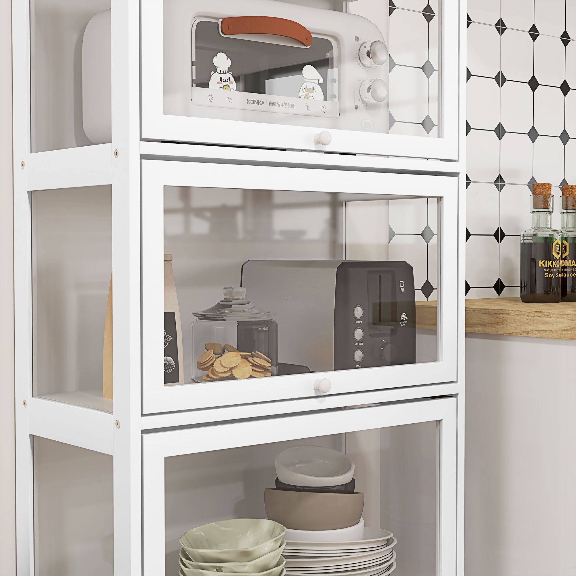 Vitrina Coleccionista HOMCOM MDF, Acrílico Blanco 59x30x139 cm - 4