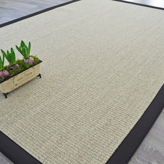 Tapis Sisal Quintana blanchi - Ganse coton noire - 250 x 350 cm - 2