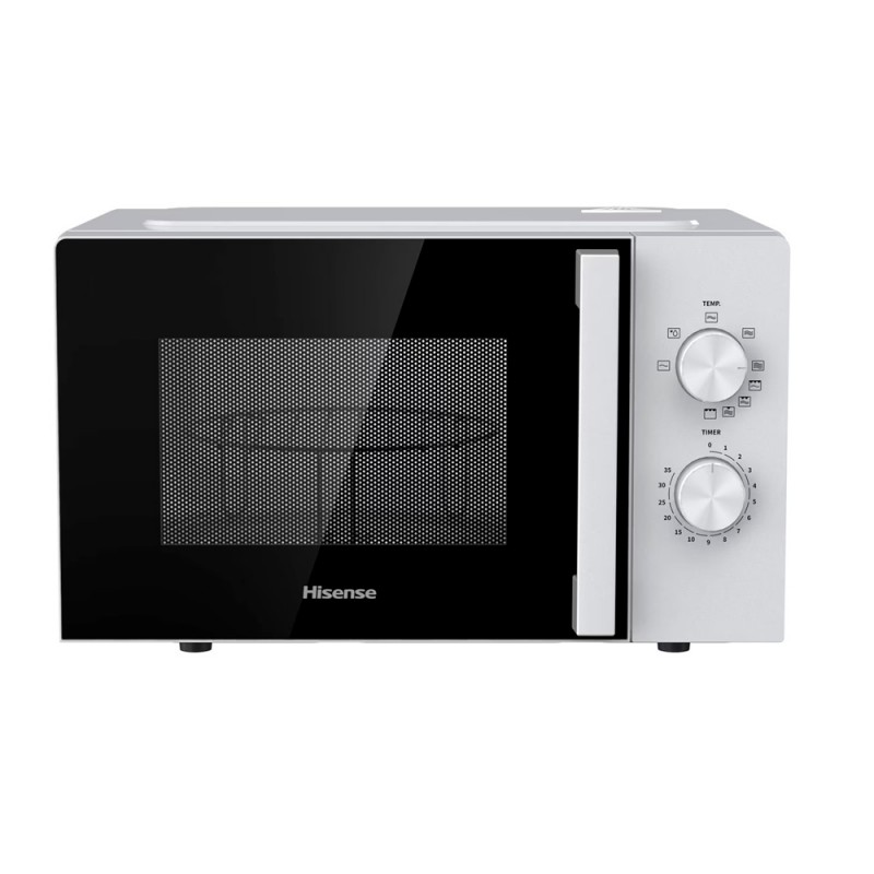 HiSense Forno a microonde H20MOWP1HG con funzione grill e controllo meccanico, capacità 20 l, potenza 700 watt su 5 livelli, colore Bianco