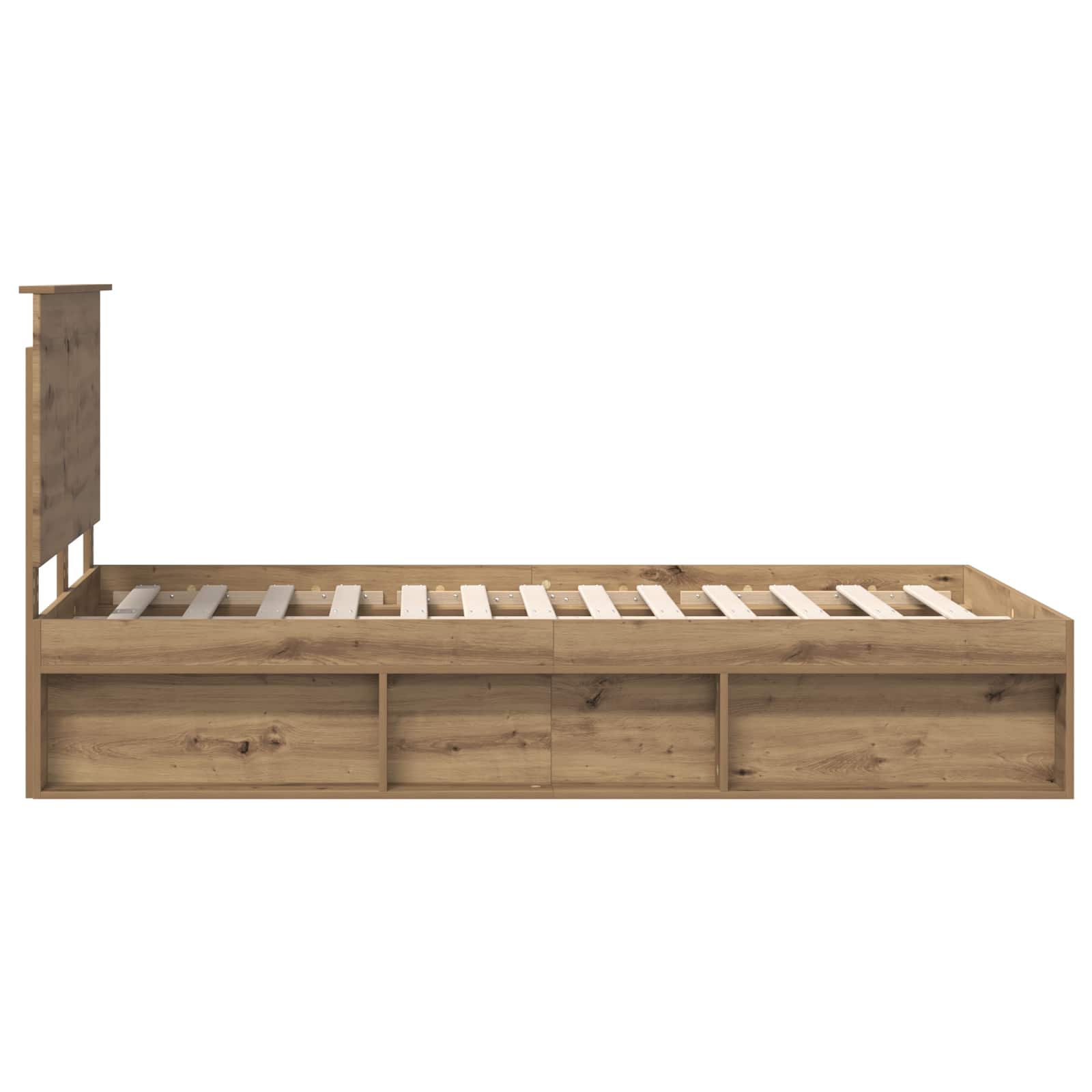 Cadre de lit chêne artisanal 120 x 190 cm bois de pin massif - 8