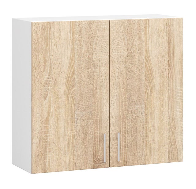 Szafka kuchenna AKORD W80 system LIMA Biała 80 cm 2 drzwi kolor Dąb Sonoma mat 2 półki 80x30,5x72 cm