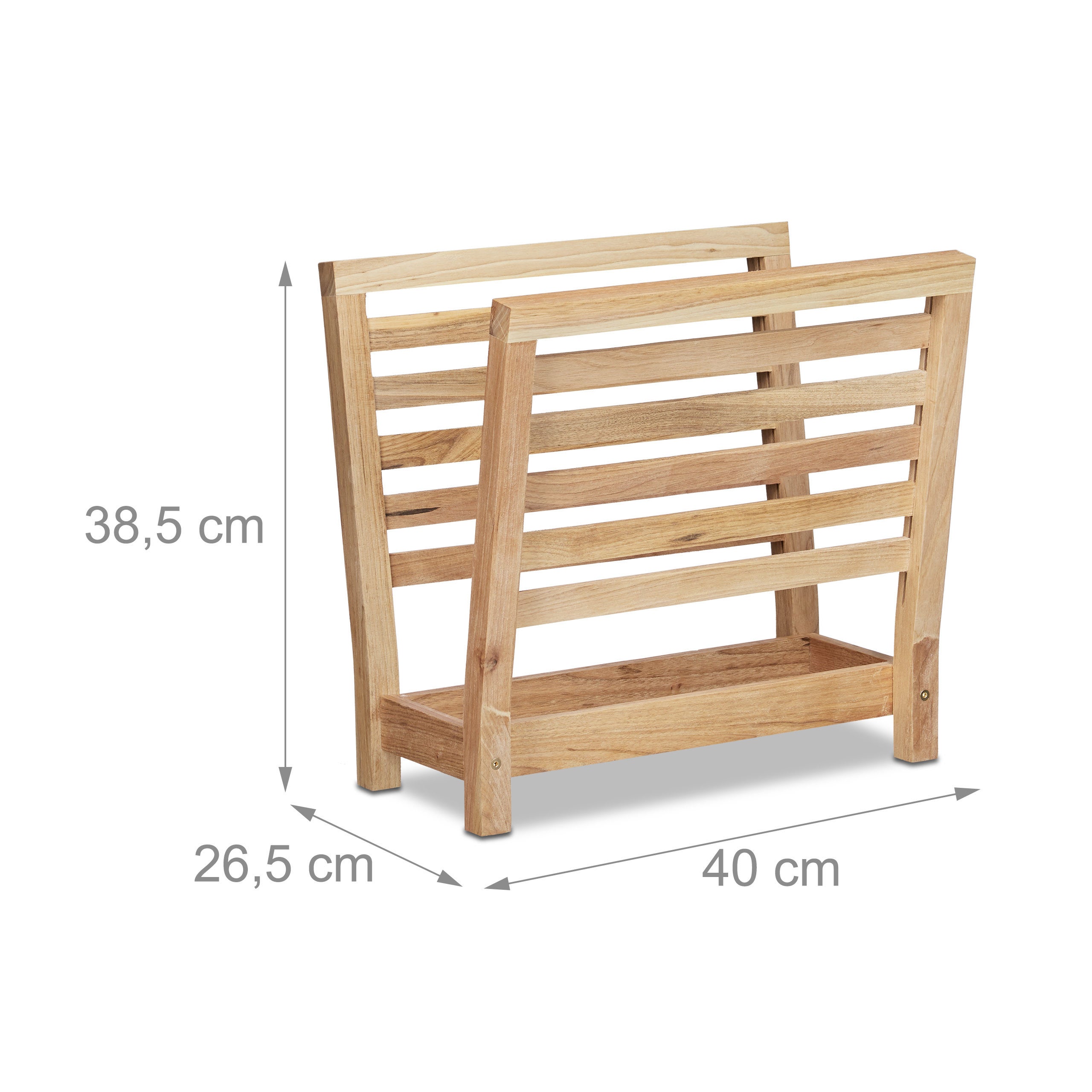 Porte-magazines porte-revues support pour journaux en bois de noyer HxlxP: 38,5 x 26,5 x 40 cm, nature, Relaxdays - 3