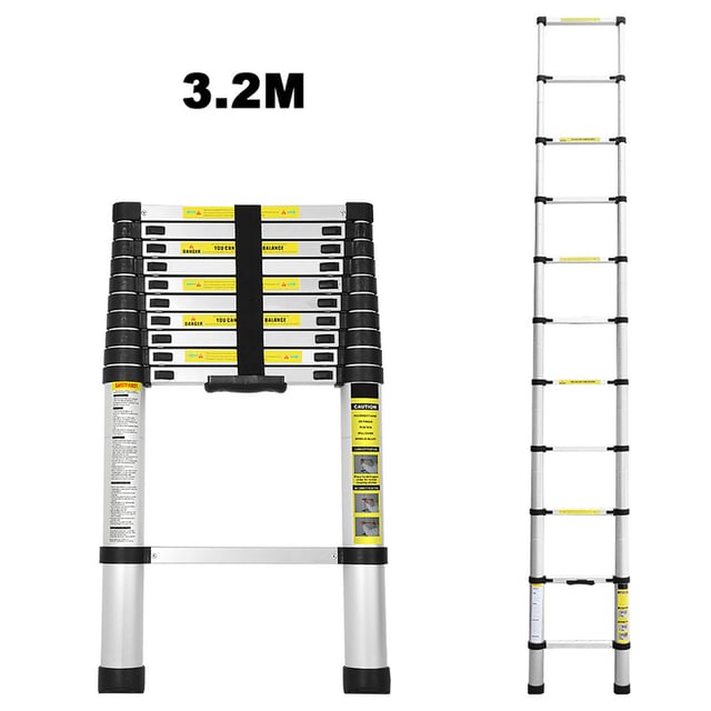 Scala telescopica allungabile fino a 150 kg Stabile scaletta in alluminio 3,2 m