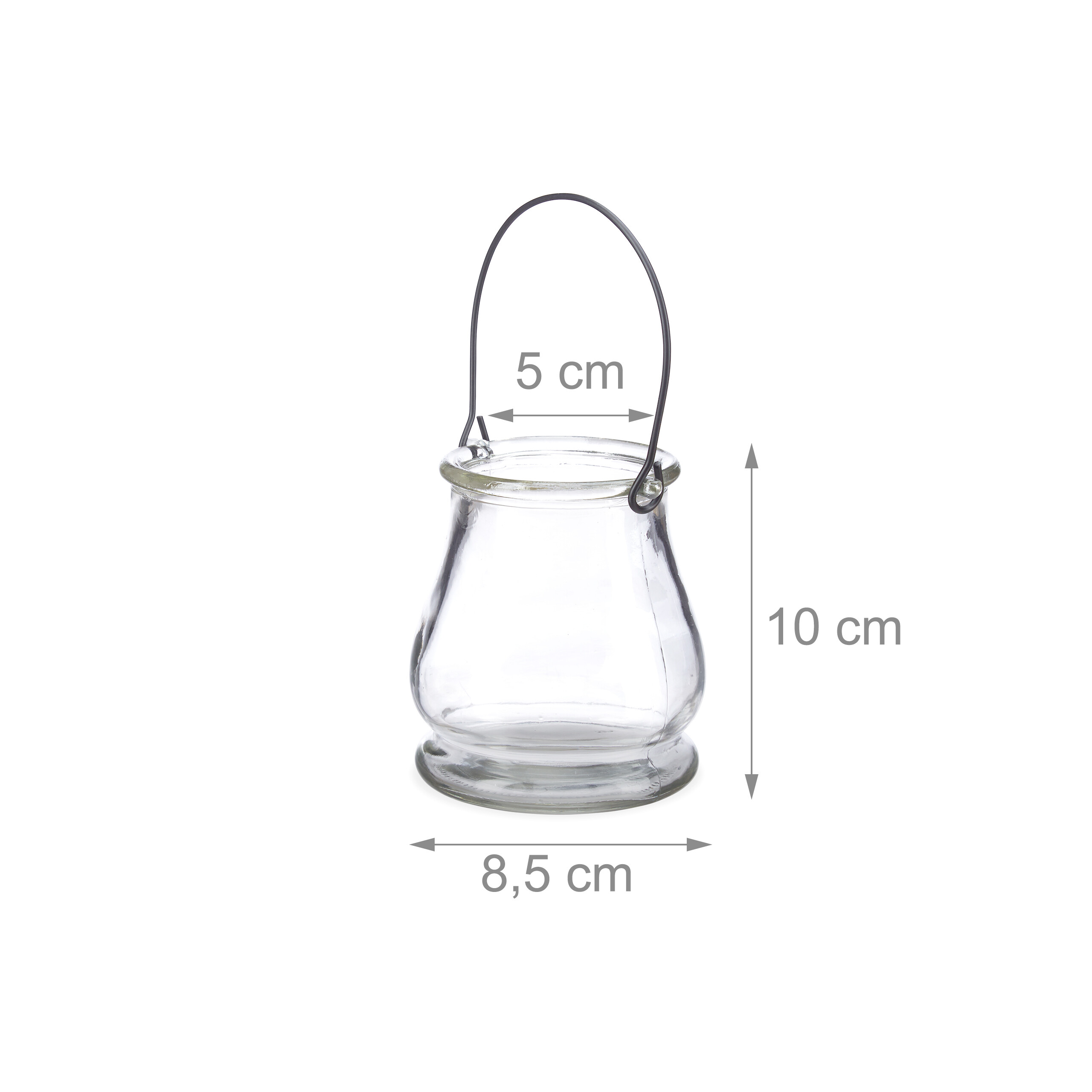 Set da 96 Vasetti Portacandele in Vetro, Vasi Rotondi con Manici, Interni ed Esterni, H: 10 cm, Trasparente - 4