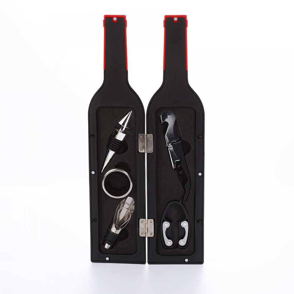 Kit Accessori Per Vino Kato Tirrinia - Apribottiglie, Tappo, Tagliafoglie, Aeratore E Anello