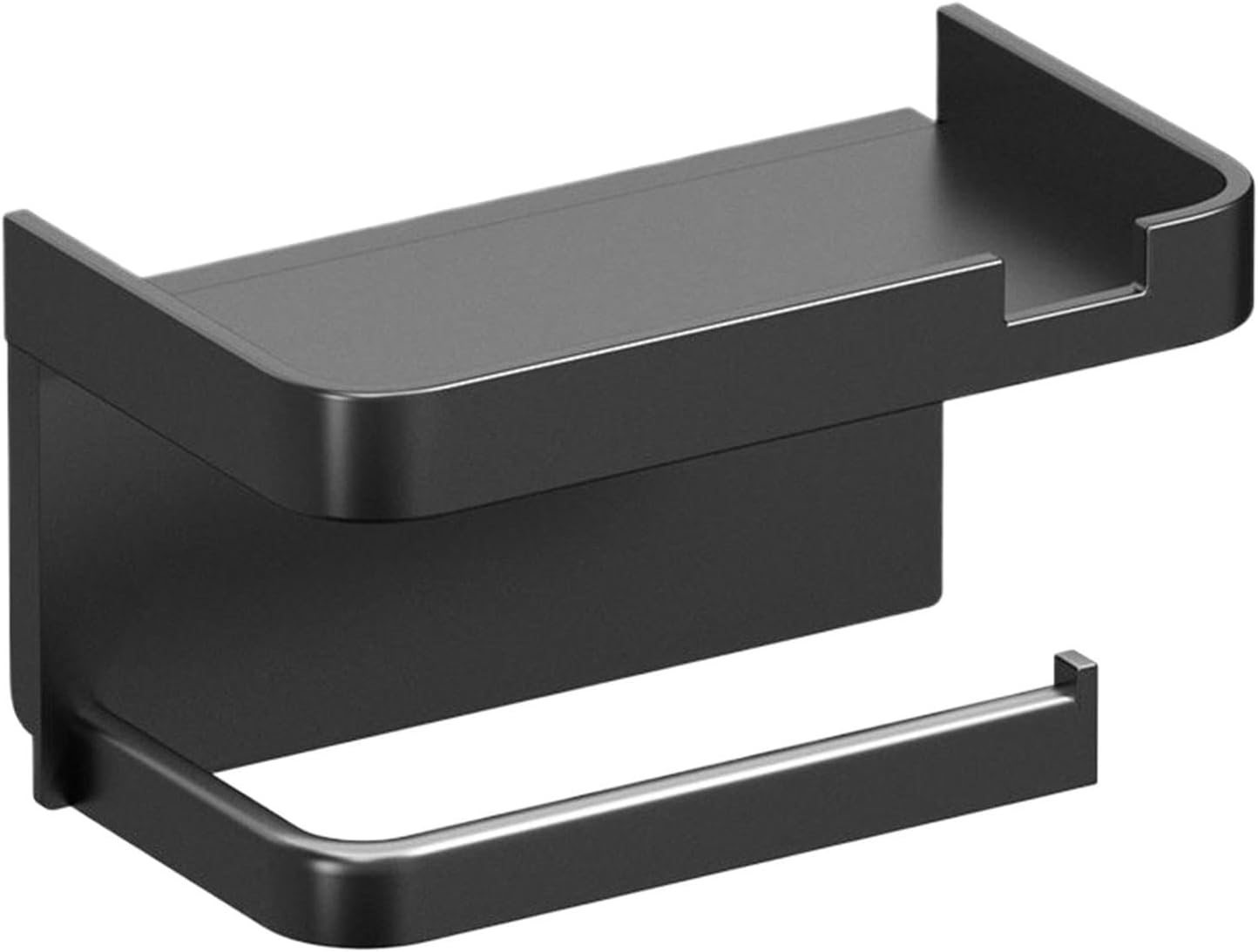 Uchwyt na papier toaletowy, dozownik ręczników papierowych w rolce, organizer łazienkowy z uchwytem na telefon, czarny, 7,09 x 4,41 cala