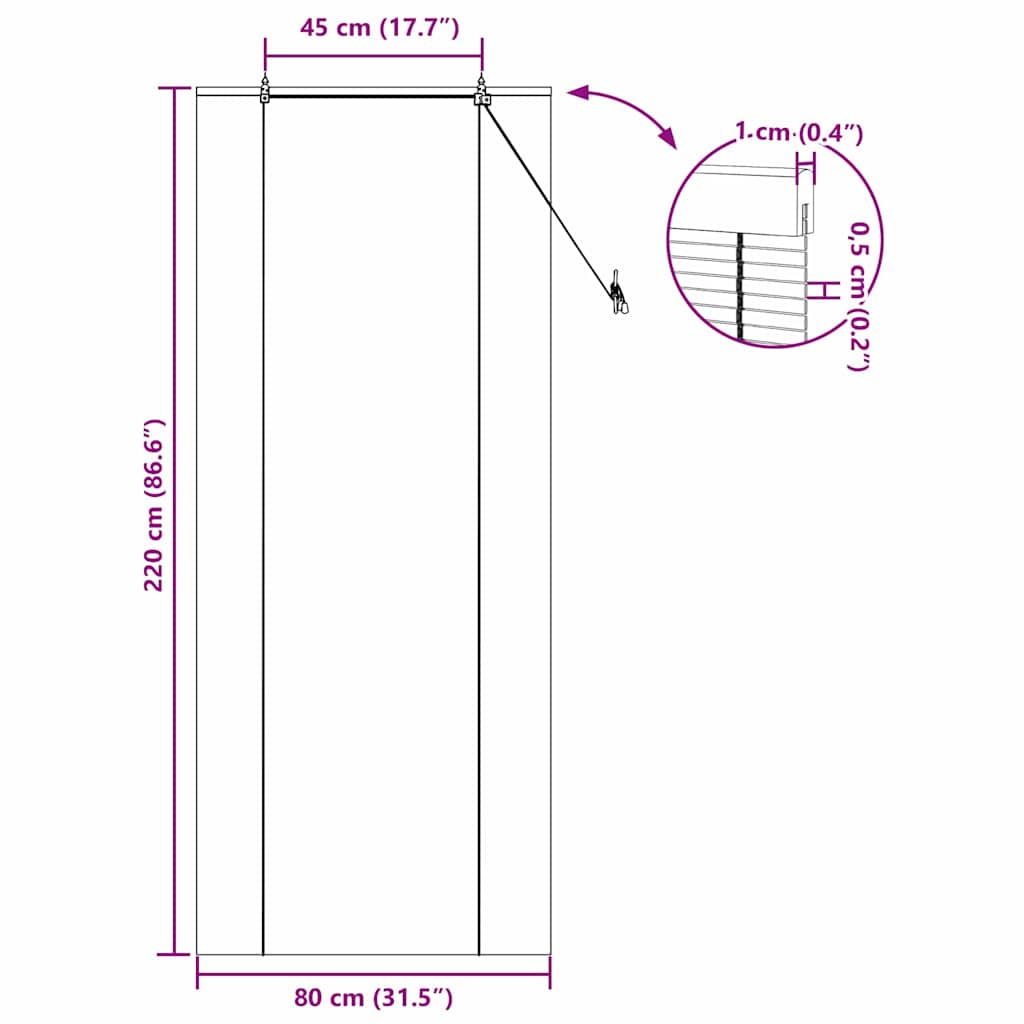 Roleta z zasłonami natura 80 x 220 cm Bambus vidaXL - 3