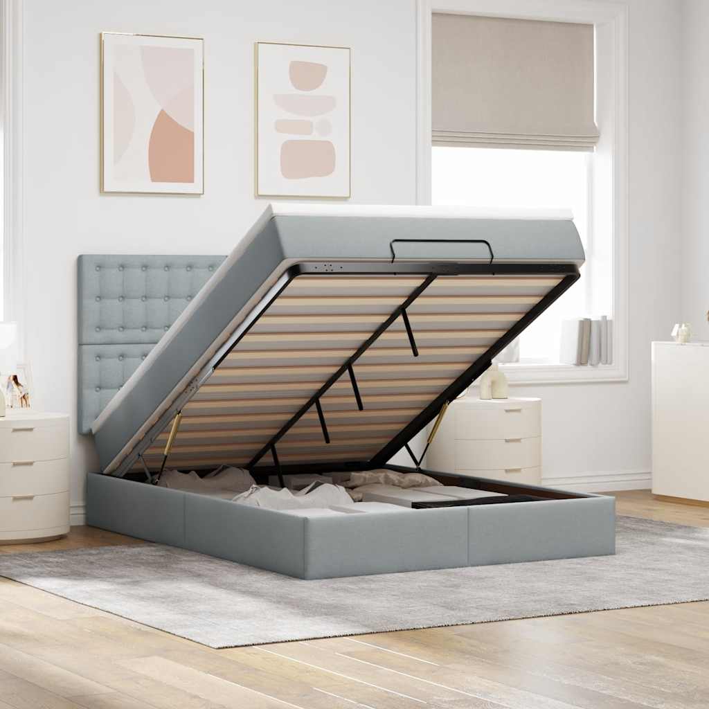 Canapé 3 places avec ottoman en tissu gris clair TONSBERG