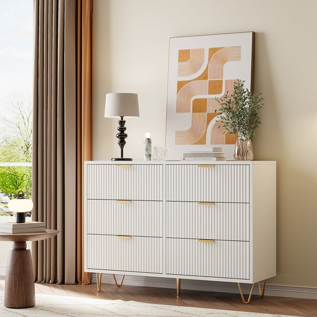 Cómoda de 6 cajones, mueble de almacenaje para dormitorio infantil y adulto, aparador de salón, 100 x 34 x 73 cm