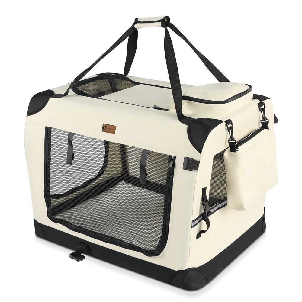 Trasportino Pieghevole Per Cani E Gatti – 92x52x52 Cm, Doppia Porta, Fino A 30 Kg, Sicuro Per Auto, Grigio