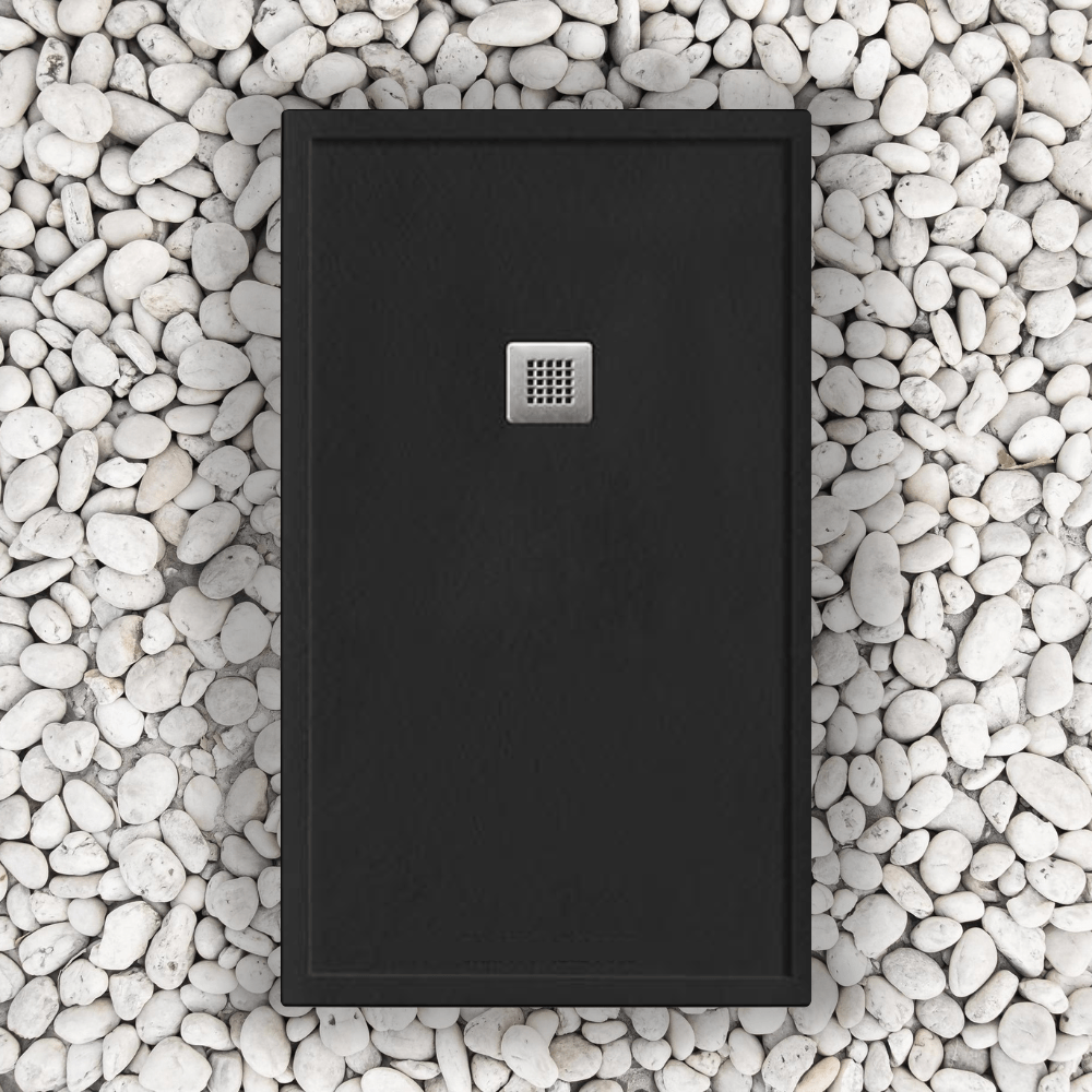 Brodzik PRYSZNICOWY Vulcano Line MAX BLACK 120x90 cm z żywicy i proszku marmurowego z wolnym odpływem - FRASCIO