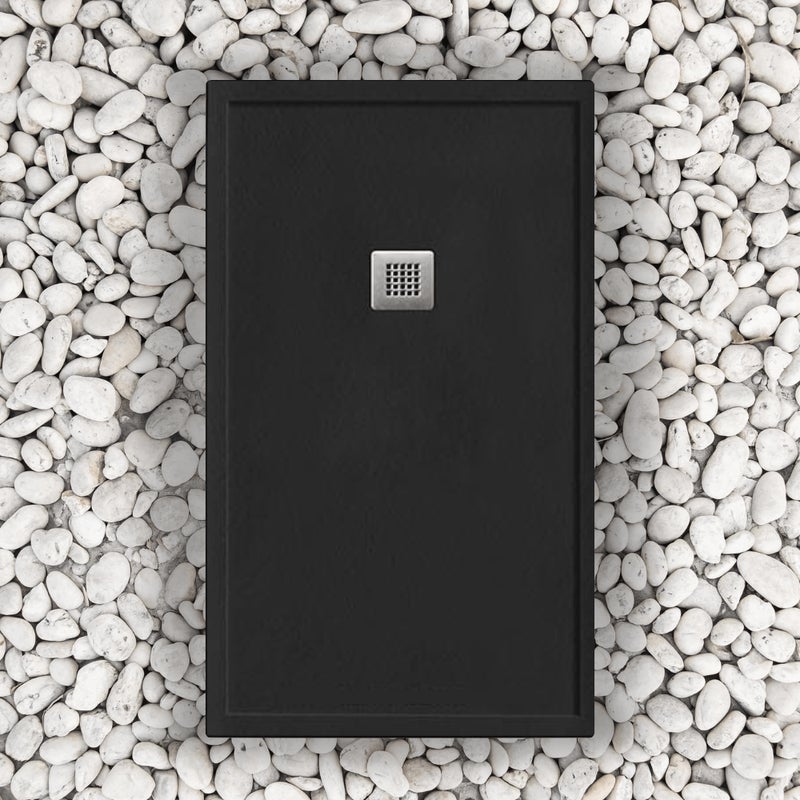 BRODZIK PRYSZNICOWY Vulcano Line MAX BLACK 160x80 cm z żywicy i proszku marmurowego z wolnym odpływem - FRASCIO