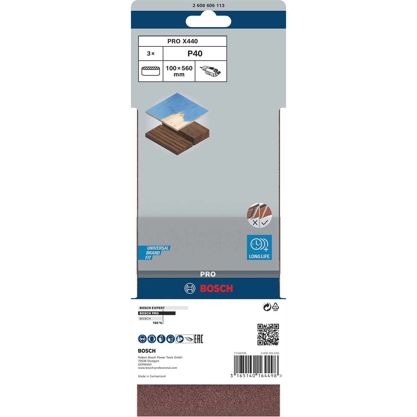 Bosch PRO X440 taśma szlifierska 100 x 560 mm 40 - 2608606113 - 3