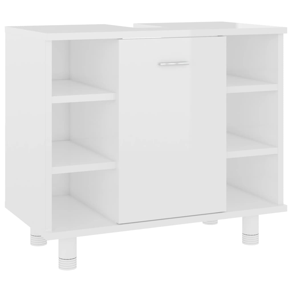 Maison Exclusive - Armario de baño madera contrachapada blanco brillo 60x32x53,5cm - 2