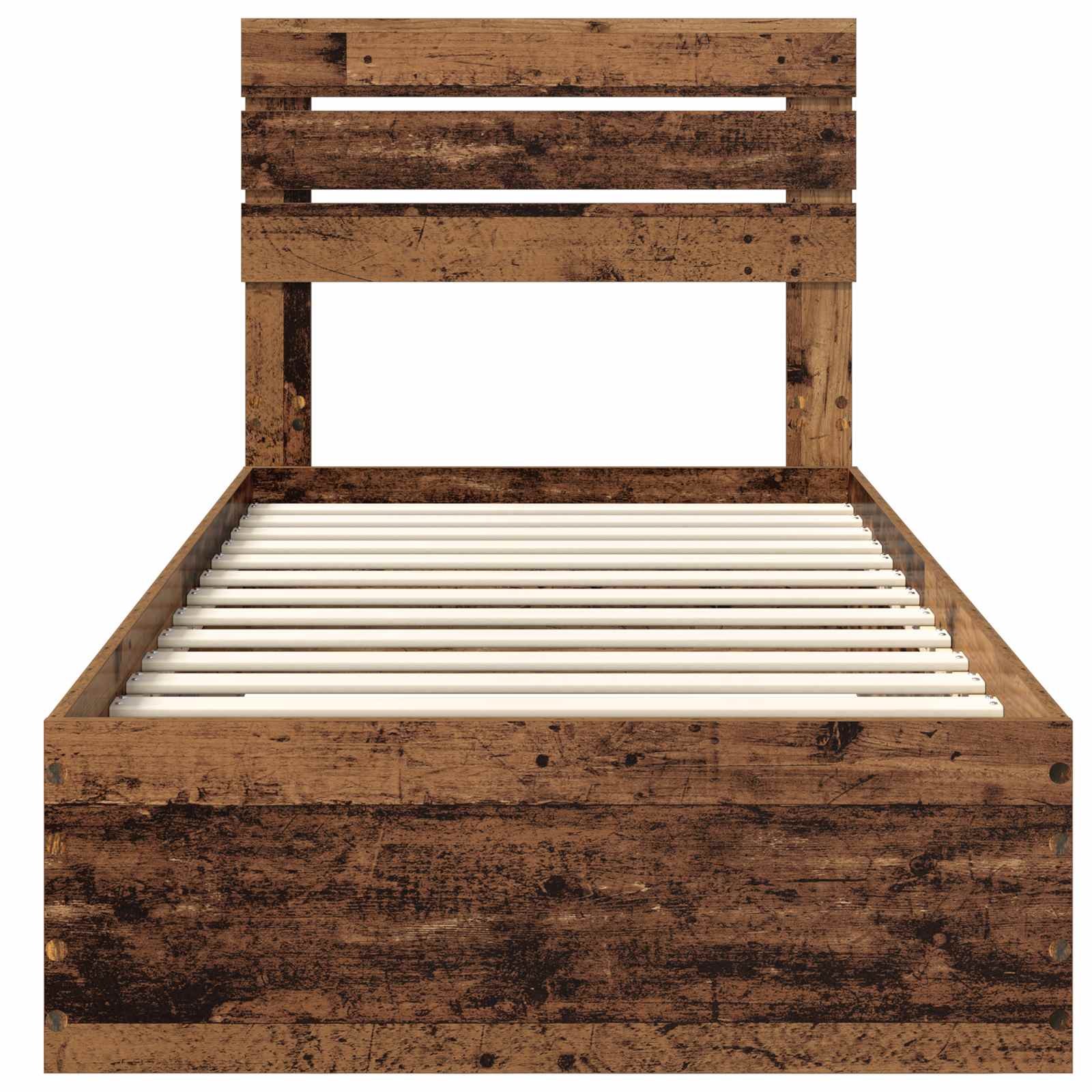 Cadre de lit bois ancien 90 x 190 cm en panneau de bois - 7
