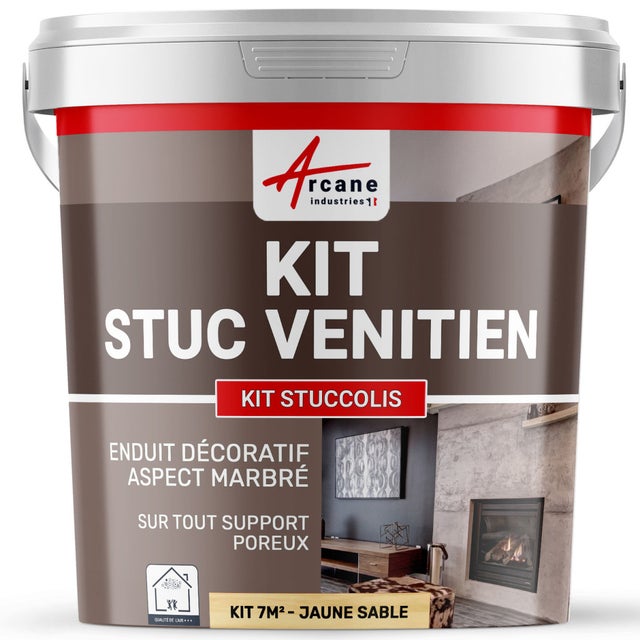 Kit stuc venitien enduit stucco spatulable décoratif - KIT STUCCOLIS Jaune Sable - 7 m² - ARCANE INDUSTRIES