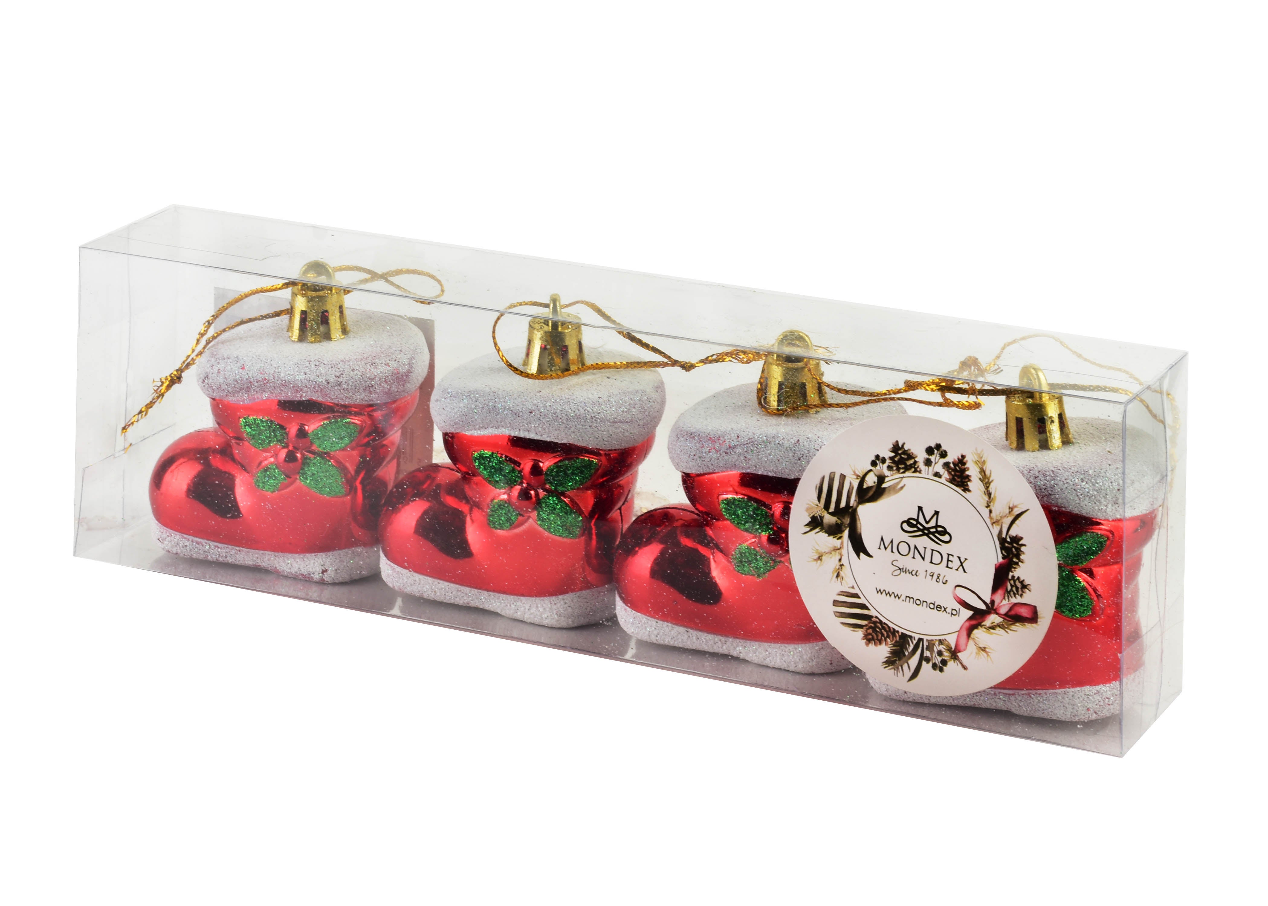 Santa lila komplet 4 bombek but 5x3,5x6 cm
