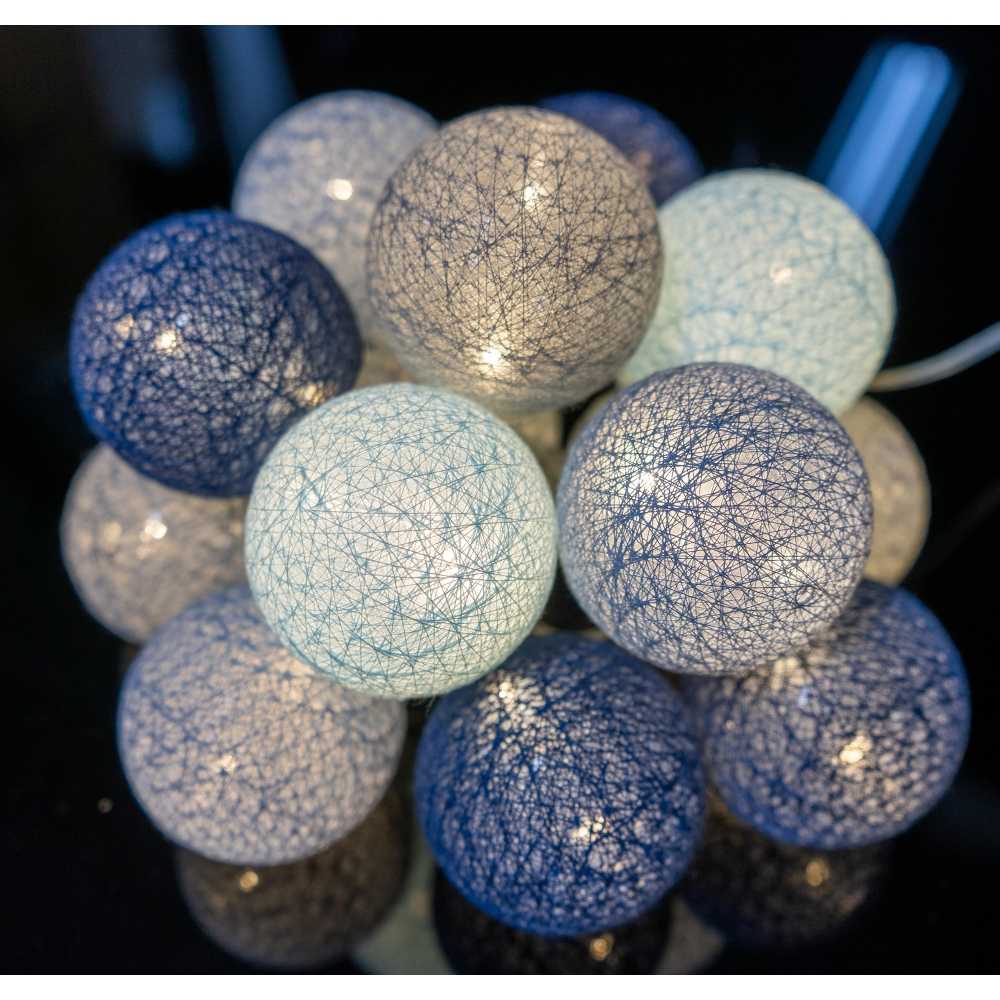 Guirlande lumineuse wifi boules coton LED USB - Alexa & Google Assistant - Adaptateur secteur 2xUSB inclus - 24 boules 4m - Byzantin - 2