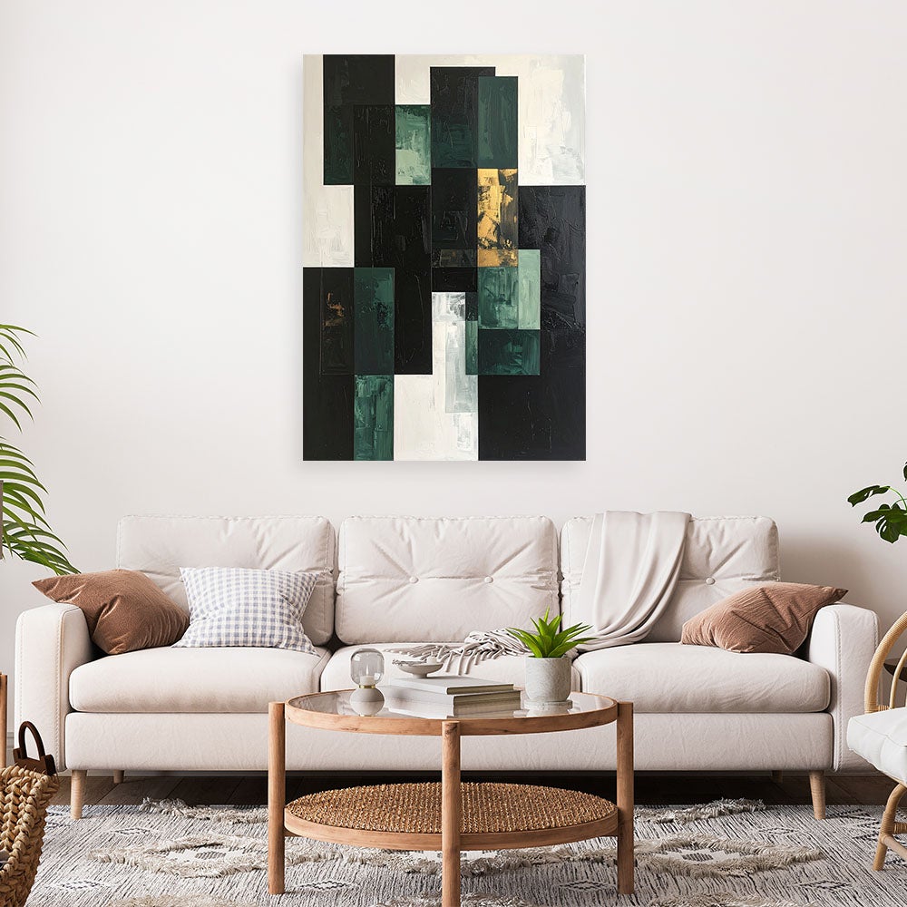 Obraz do salonu sypialni biura kuchni, Abstrakcja kształty zielony szary 40x60 - 2