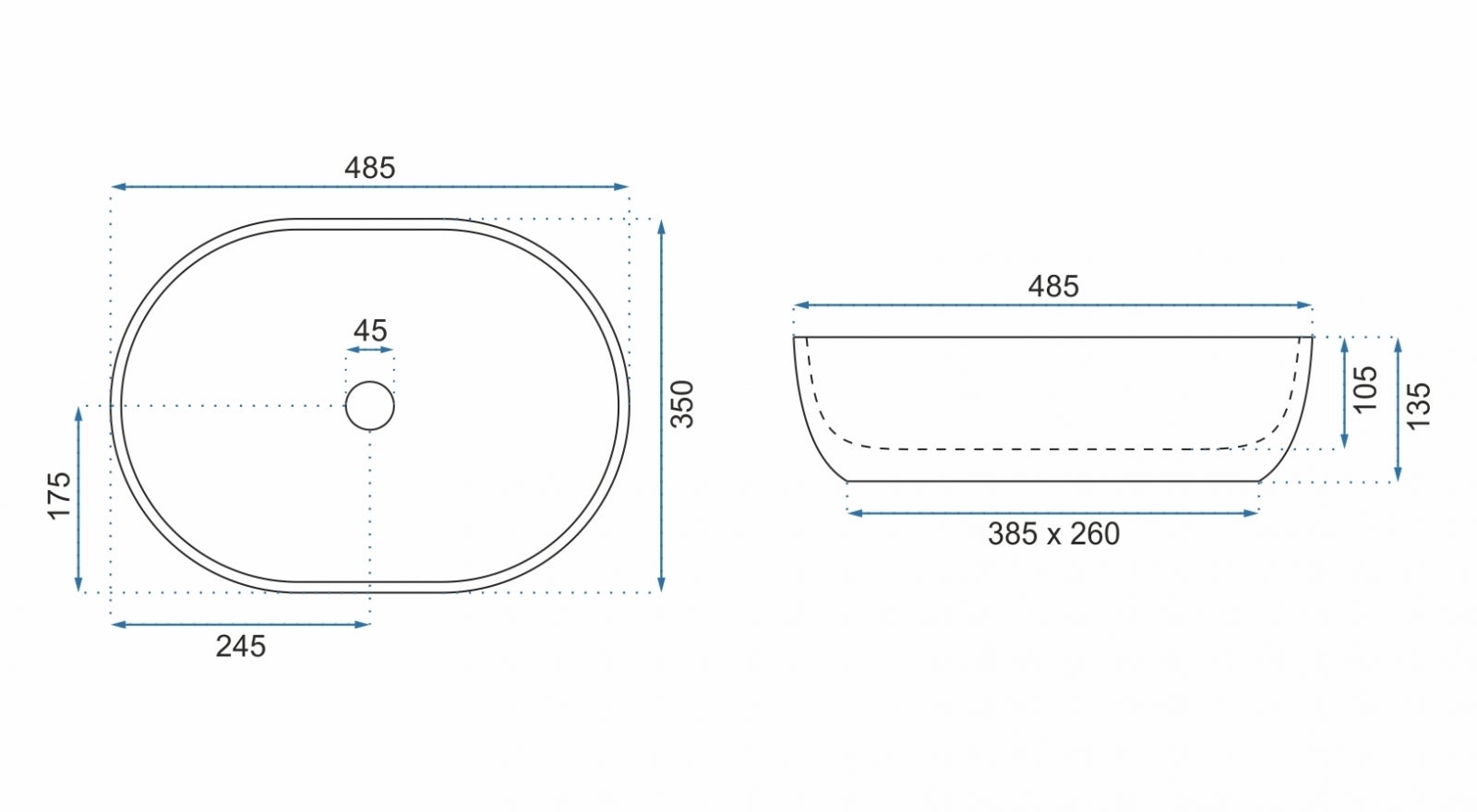 Umywalka Nablatowa Rea Lara Beżowy 48,5 X 35 - 5