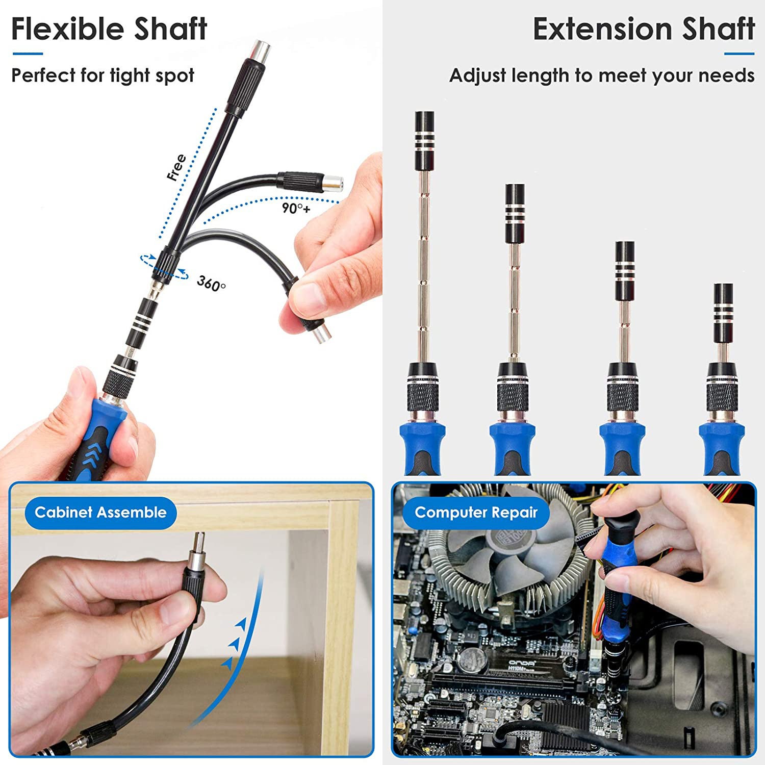 Tournevis de précision électronique 142 pièces avec kit d'outils de réparation magnétique 120 bits pour iPhone, MacBook, ordinateur - 3