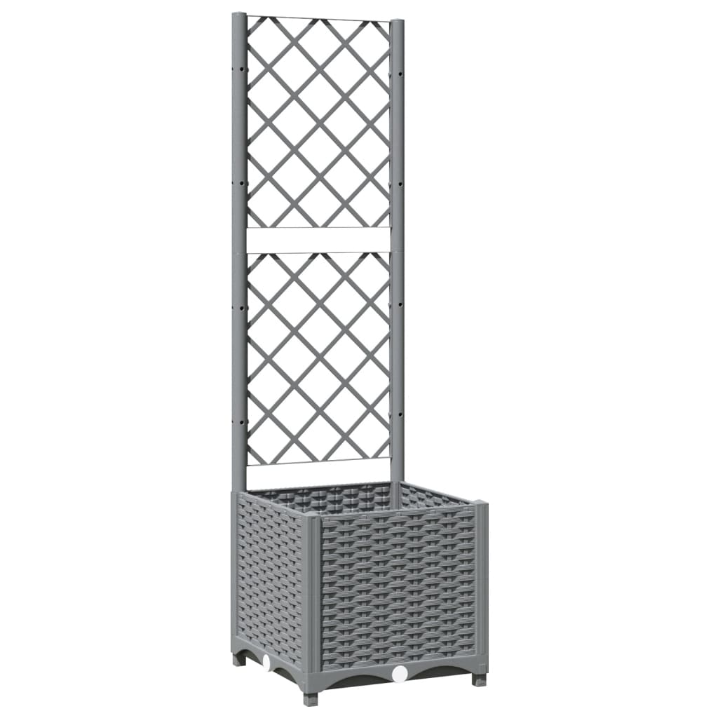 Maison Exclusive - Vaso/floreira jardim c/ treliça 40x40x136 cm PP cinzento-claro - 2