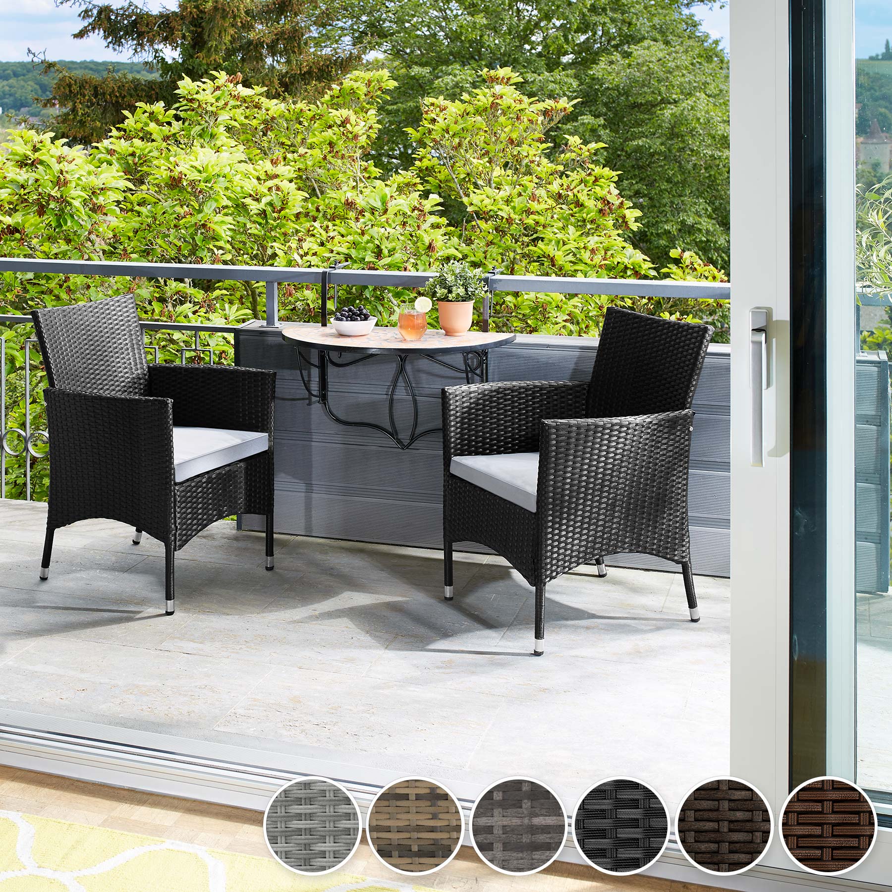 2 Fauteuils En Rotin Synthétique Avec Coussins - Salon Jardin Confortable Et Stylé