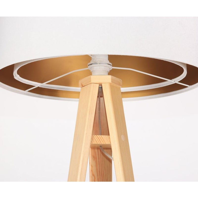 Lampa stojąca GEMSTONE biała/złota/sosna