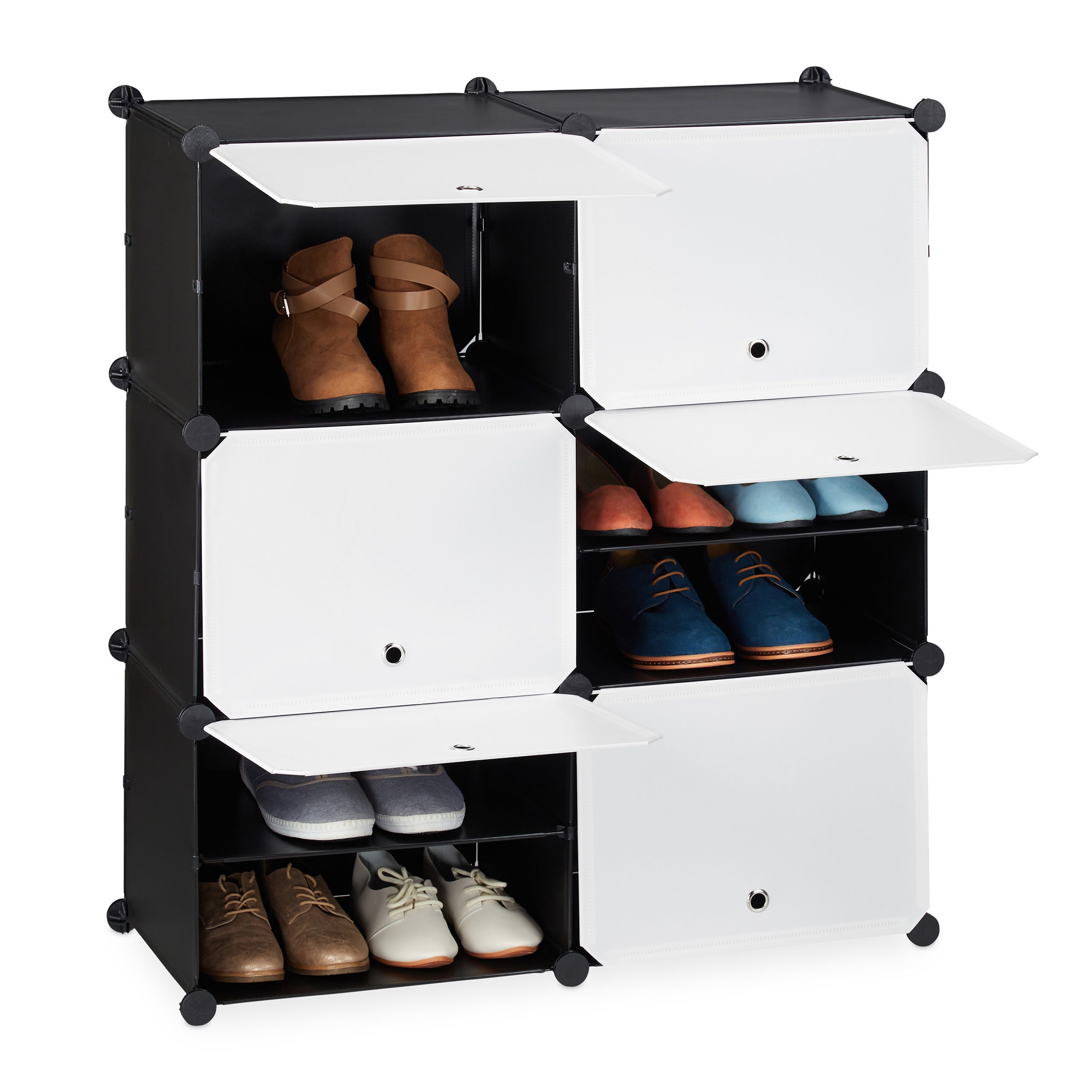 Zapatero Plastico Relaxdays Mueble Zapatero Modular, Con Puertas