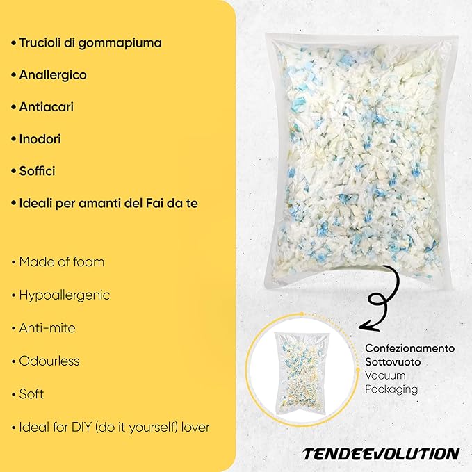 Copeaux de polyuréthane Rembourrage par kg | Pour coussins, canapés, fauteuils, bricolage | Mousse d'eau, ouate, résistant et confortable - 3