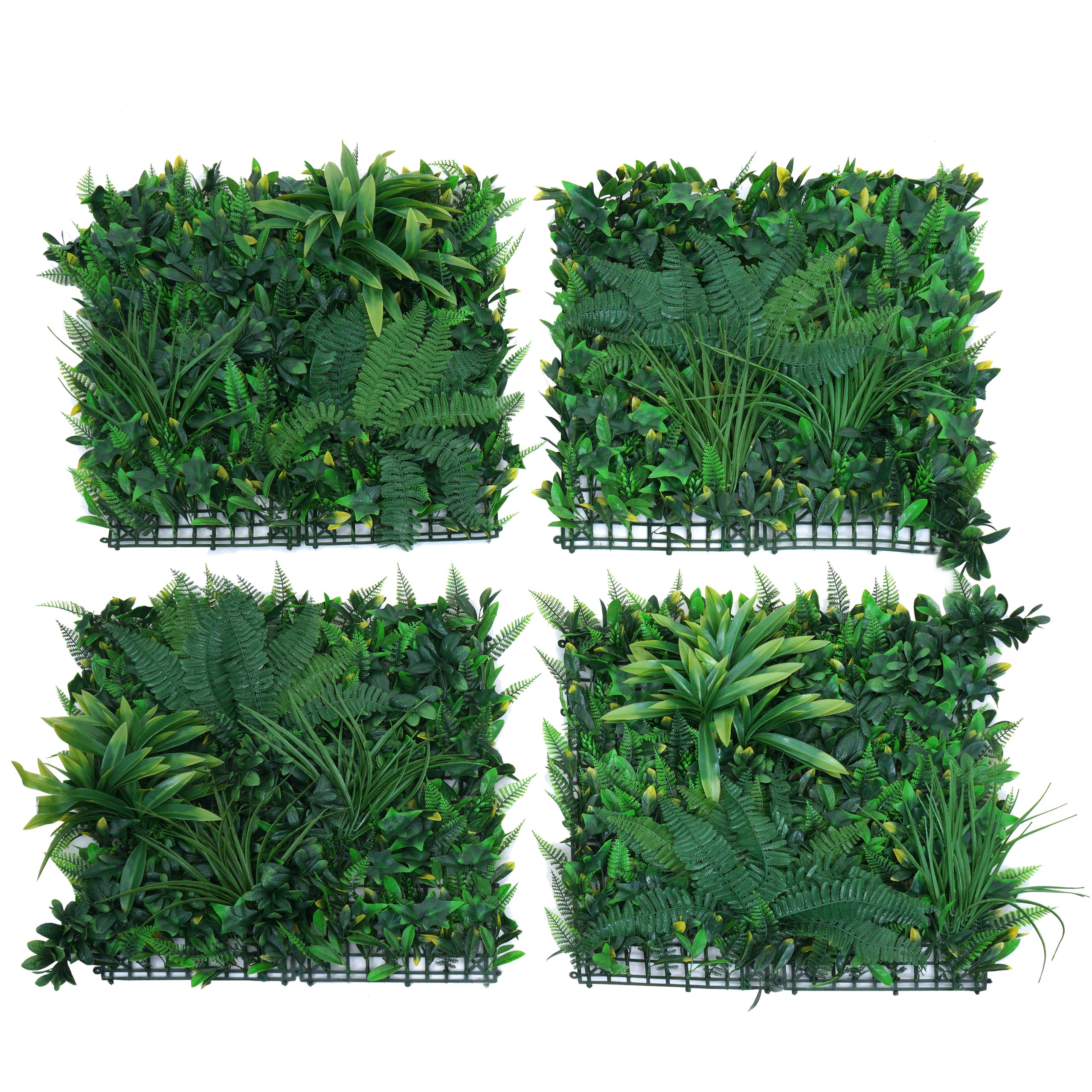 Panel ścienny HWC-O94, ścianka roślinna Dekoracja ścienna Sztuczna roślina, wewnątrz/na zewnątrz, 4x 50x50 cm = 1 m², rośliny zielone